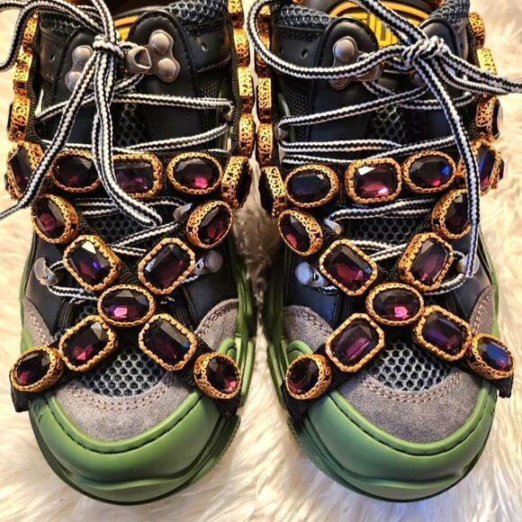 Gucci Flashtrek Hiking Sneakers Graphite Dark Gray Size 37 - Picture 9 of 16